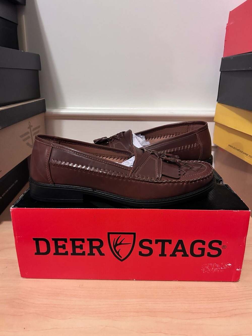 Deer Stags Herman Tassel Loafers Cognac Vega Size 11W